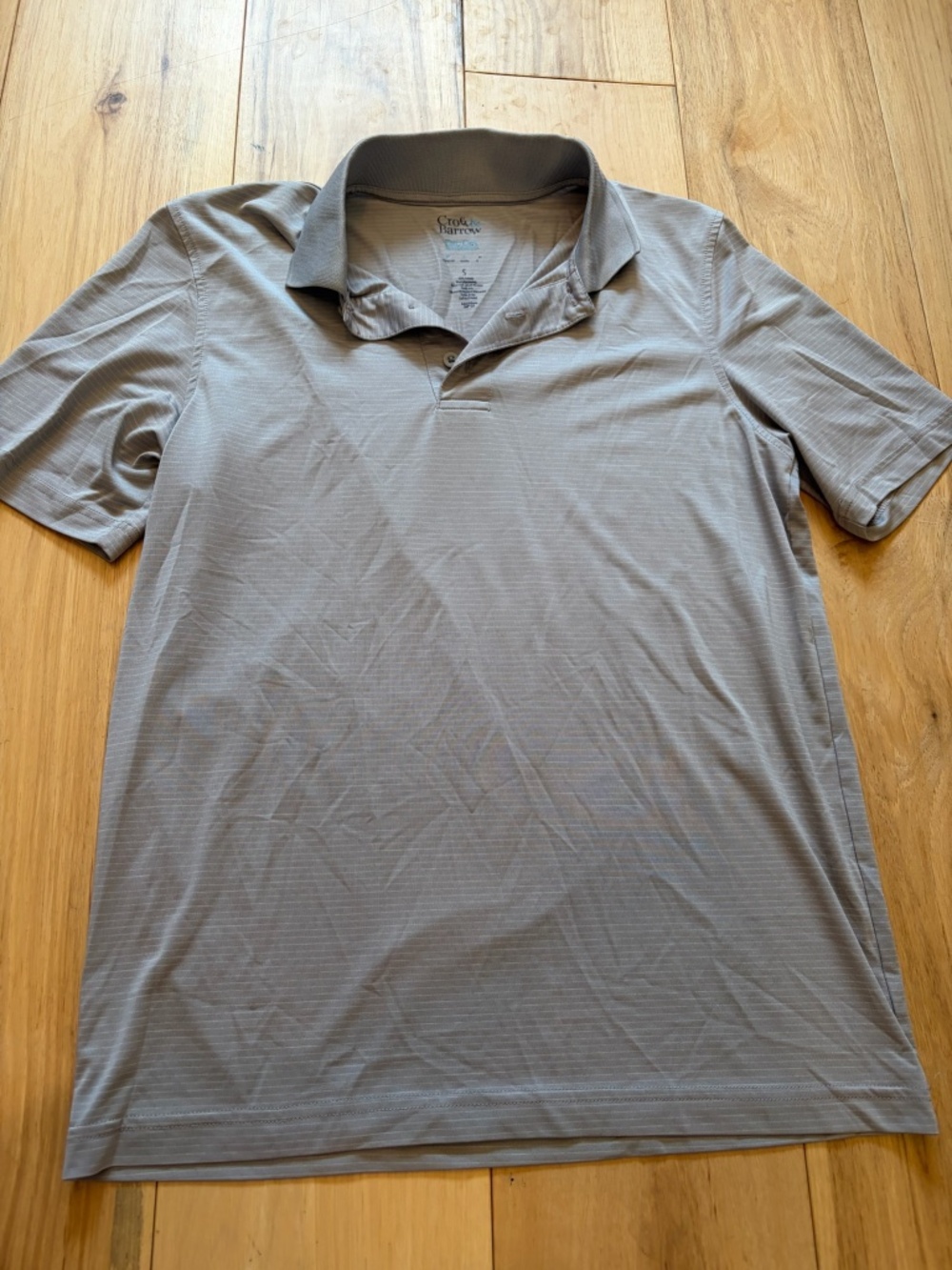 Croft & Barrow Gray Easy Care Performance Wicking Micro-Stripe Polo S
